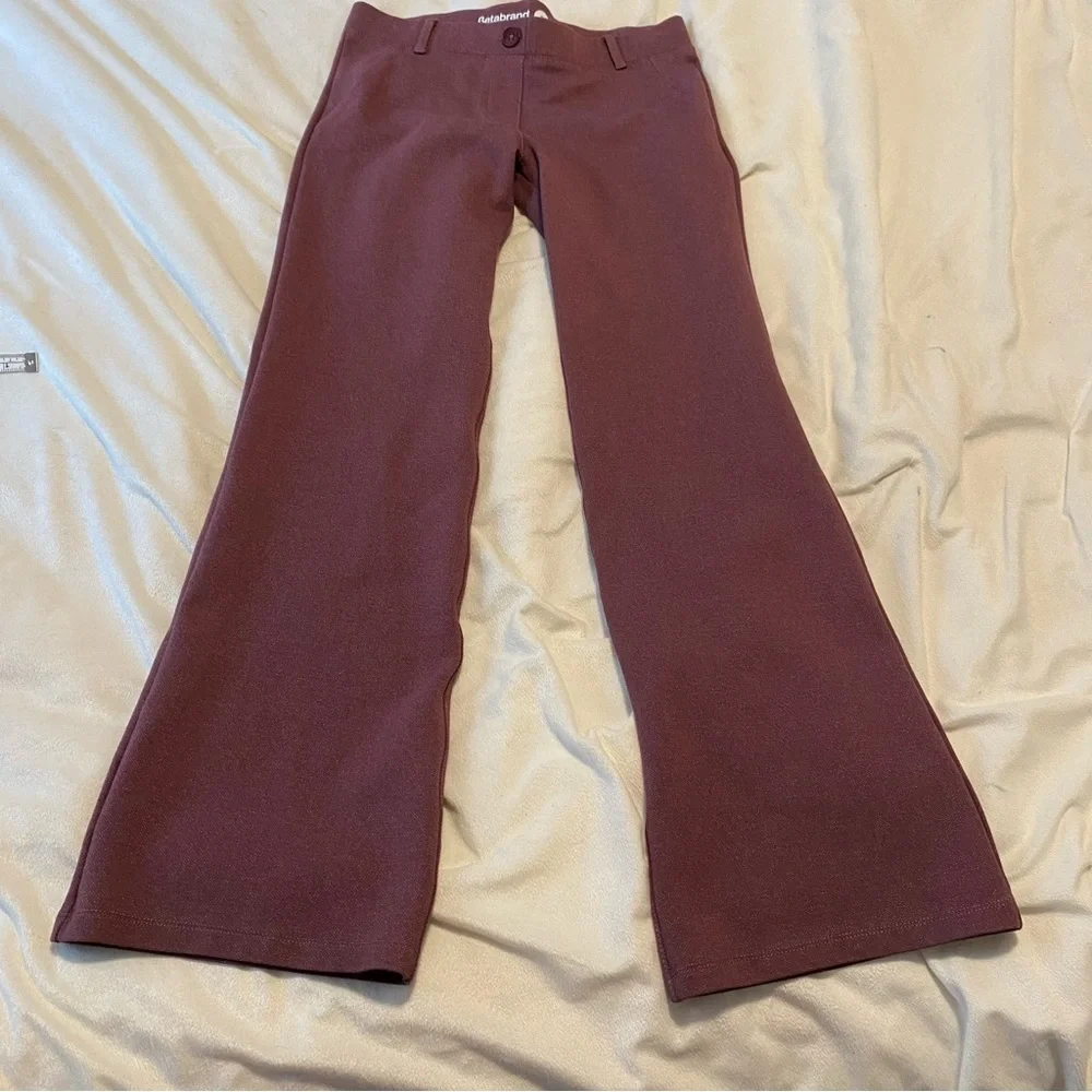 BetaBrand Mauve Yoga like Dress Pants Straight Leg Mid Rise Sz Small Career Wear